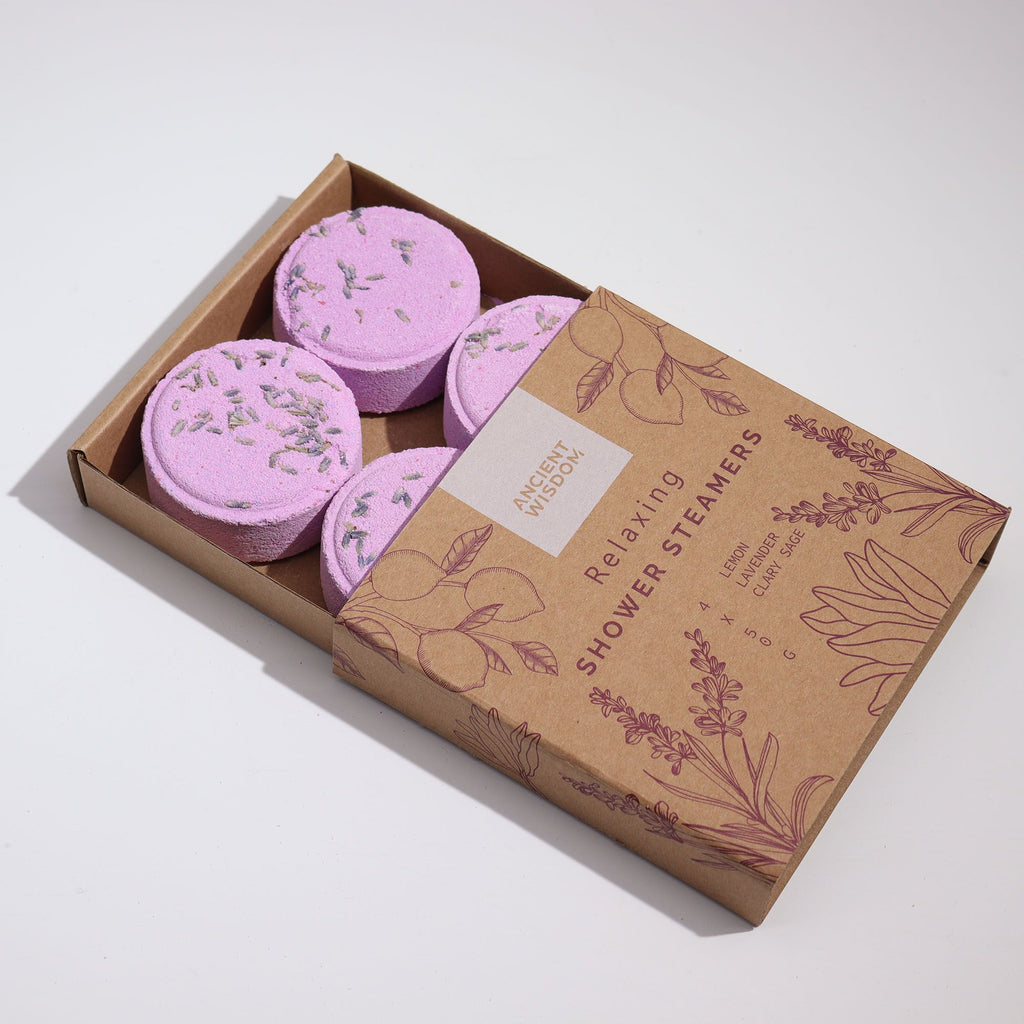 Shower Steamer Gift Set — Relaxing — four 50g shower steamers in gift packaging