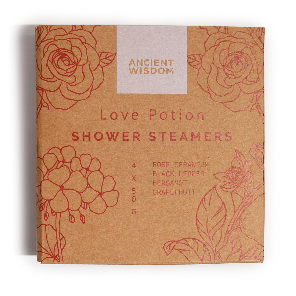 Shower Steamer Gift Set — Love Potion — four 50g shower steamers in gift packaging