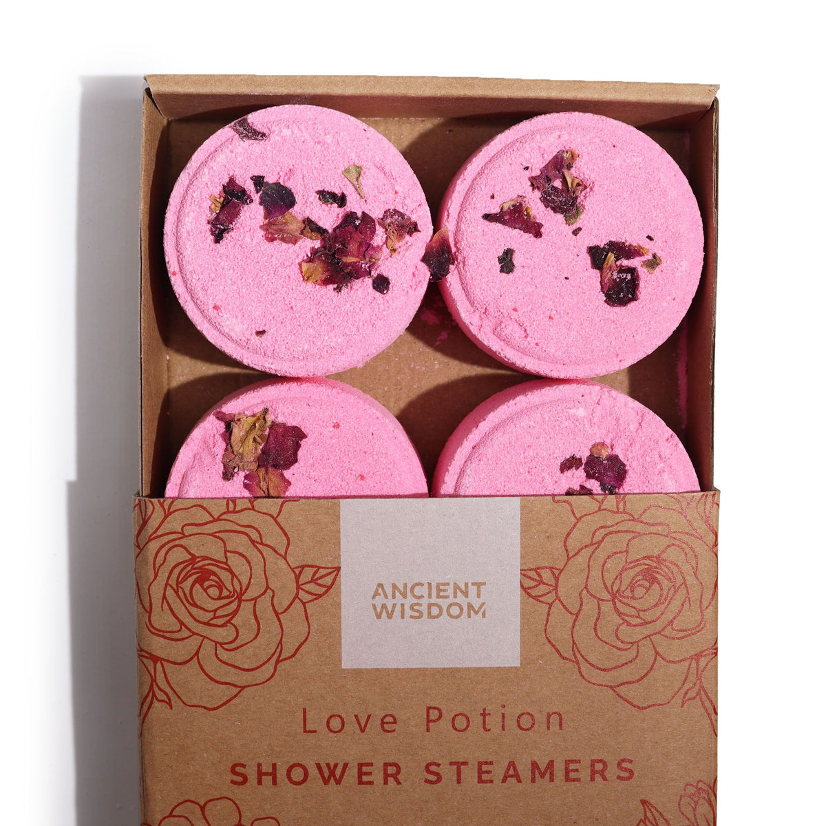 Shower Steamer Gift Set — Love Potion — four 50g shower steamers in gift packaging