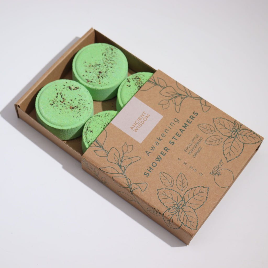 Shower Steamer Gift Set — Awakening — four 50g shower steamers in gift packaging