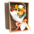 Boxed Hand Soap Flower Bouquet - Orange — arrangement of soap roses and carnations