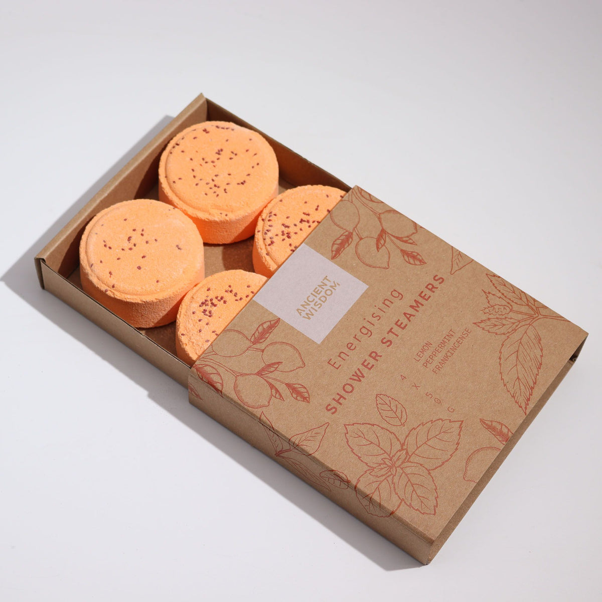 Shower Steamer Gift Set — Energising — four 50g shower steamers in gift packaging