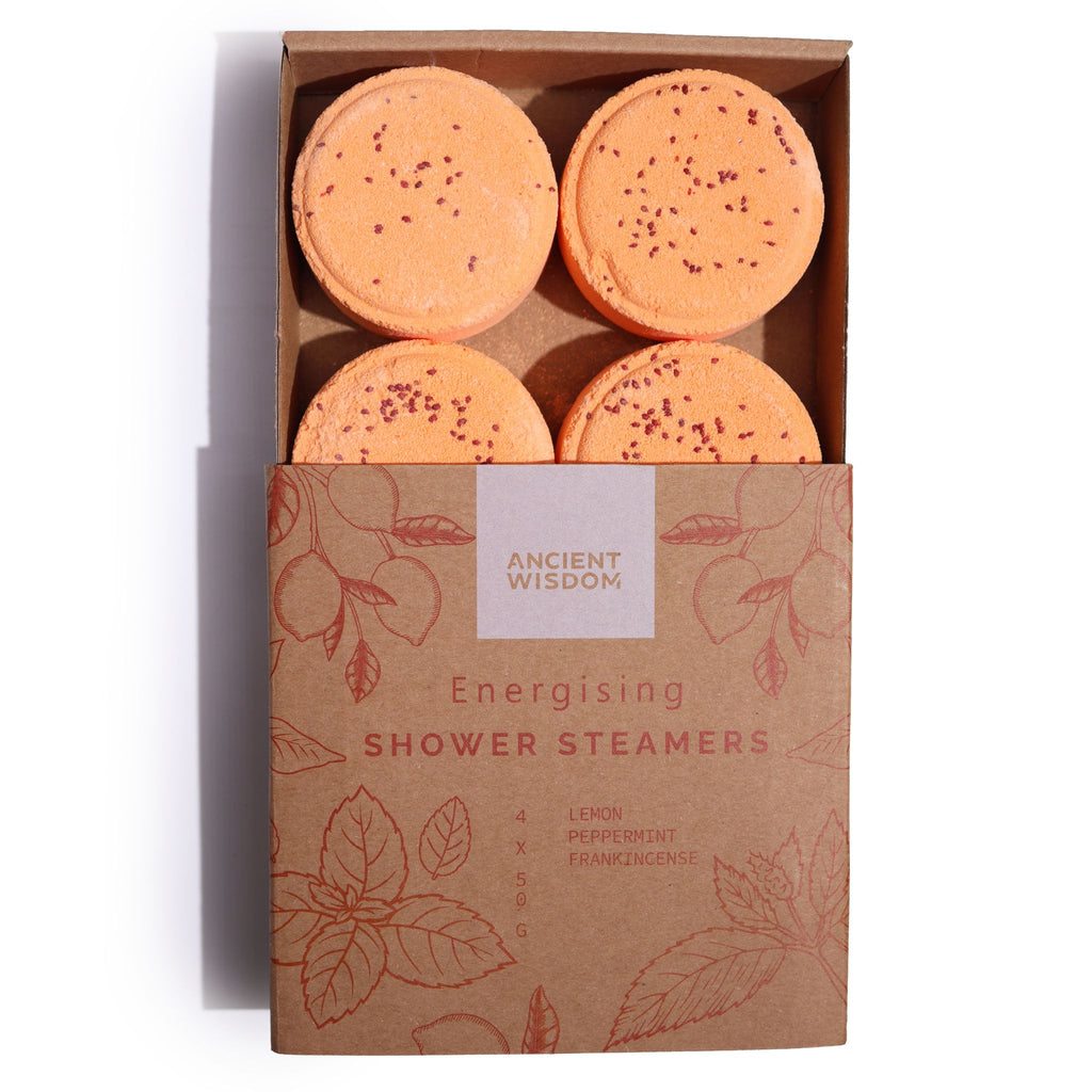 Shower Steamer Gift Set — Energising — four 50g shower steamers in gift packaging