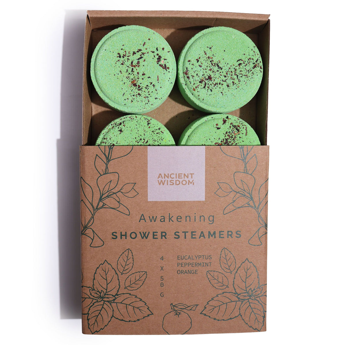 Shower Steamer Gift Set — Awakening — four 50g shower steamers in gift packaging