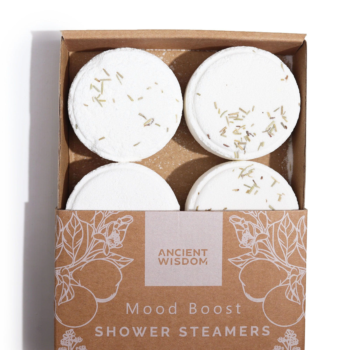 Shower Steamer Gift Set — Mood Boost — four 50g shower steamers in gift packaging